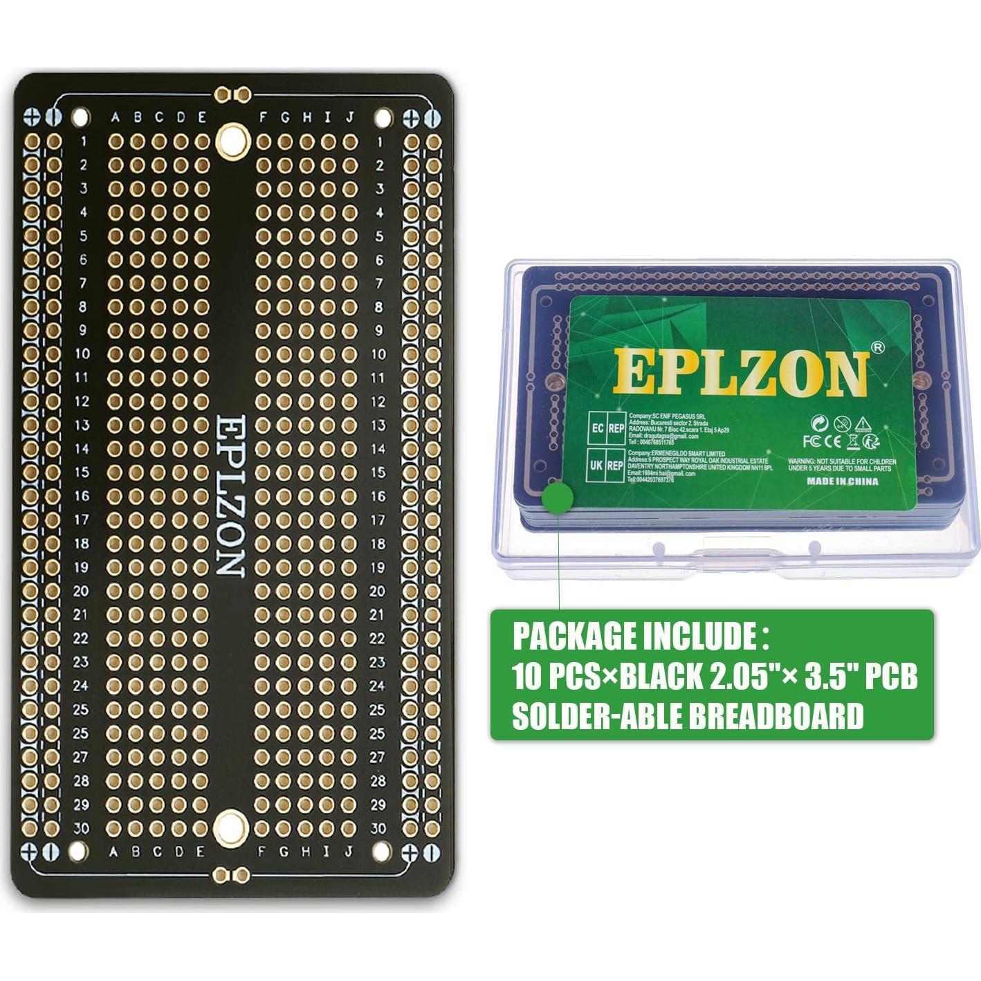 10 Pcs Placa de Circuito Impreso Soldable EPLZON 88.9x52.1mm Negra