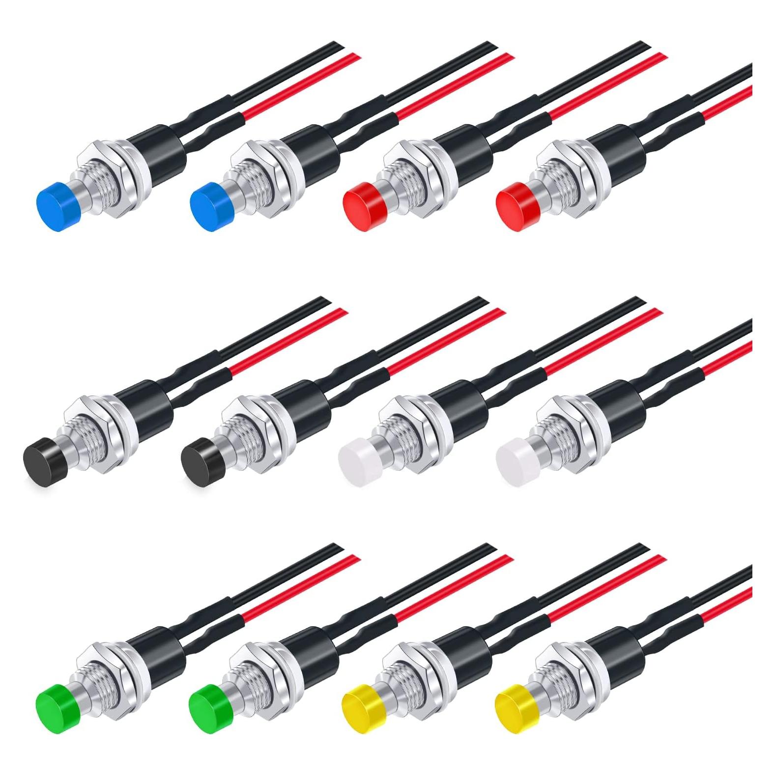 Interruptor de Botón Momentáneo Twidec 12 Piezas 250V 1A