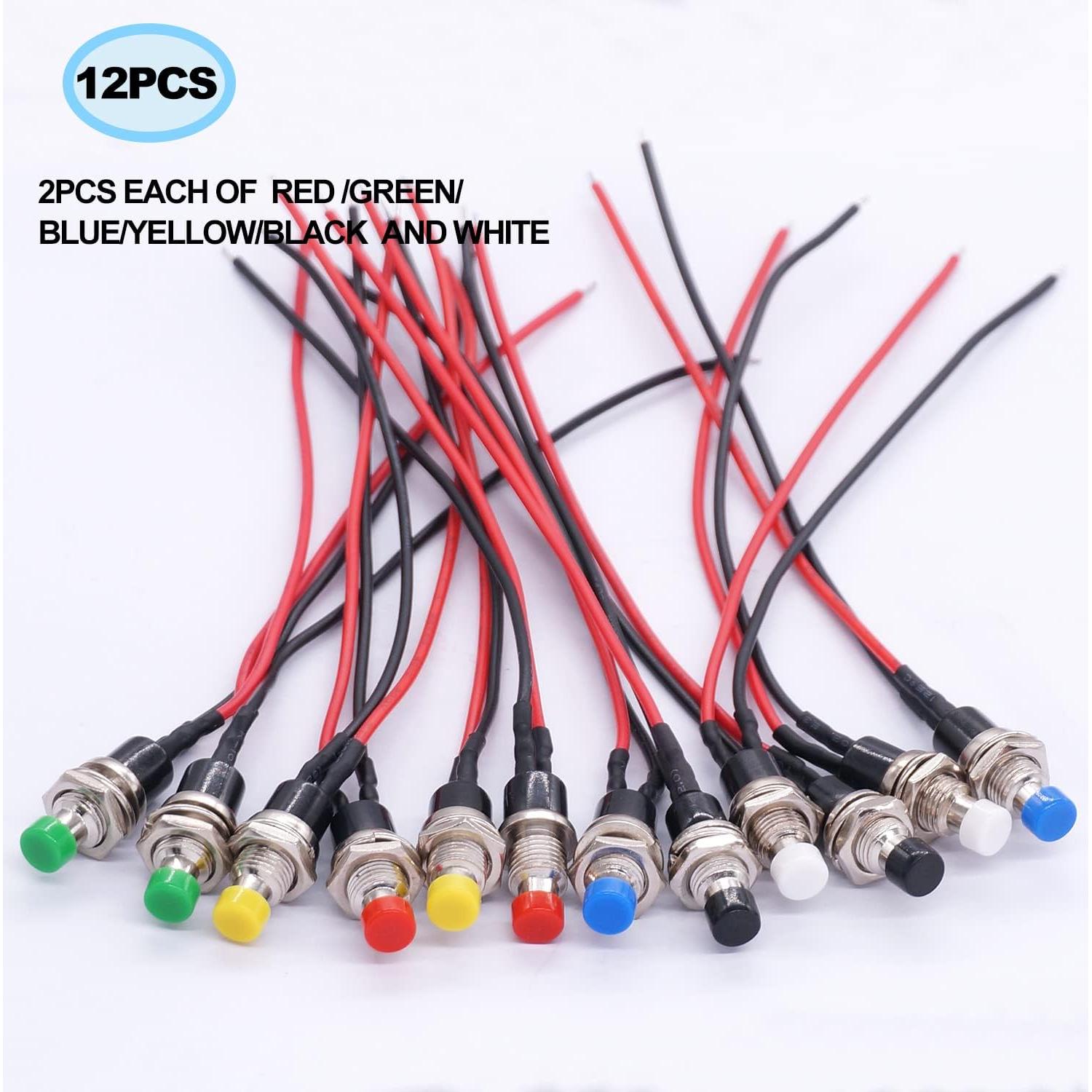 Interruptor de Botón Momentáneo Twidec 12 Piezas 250V 1A