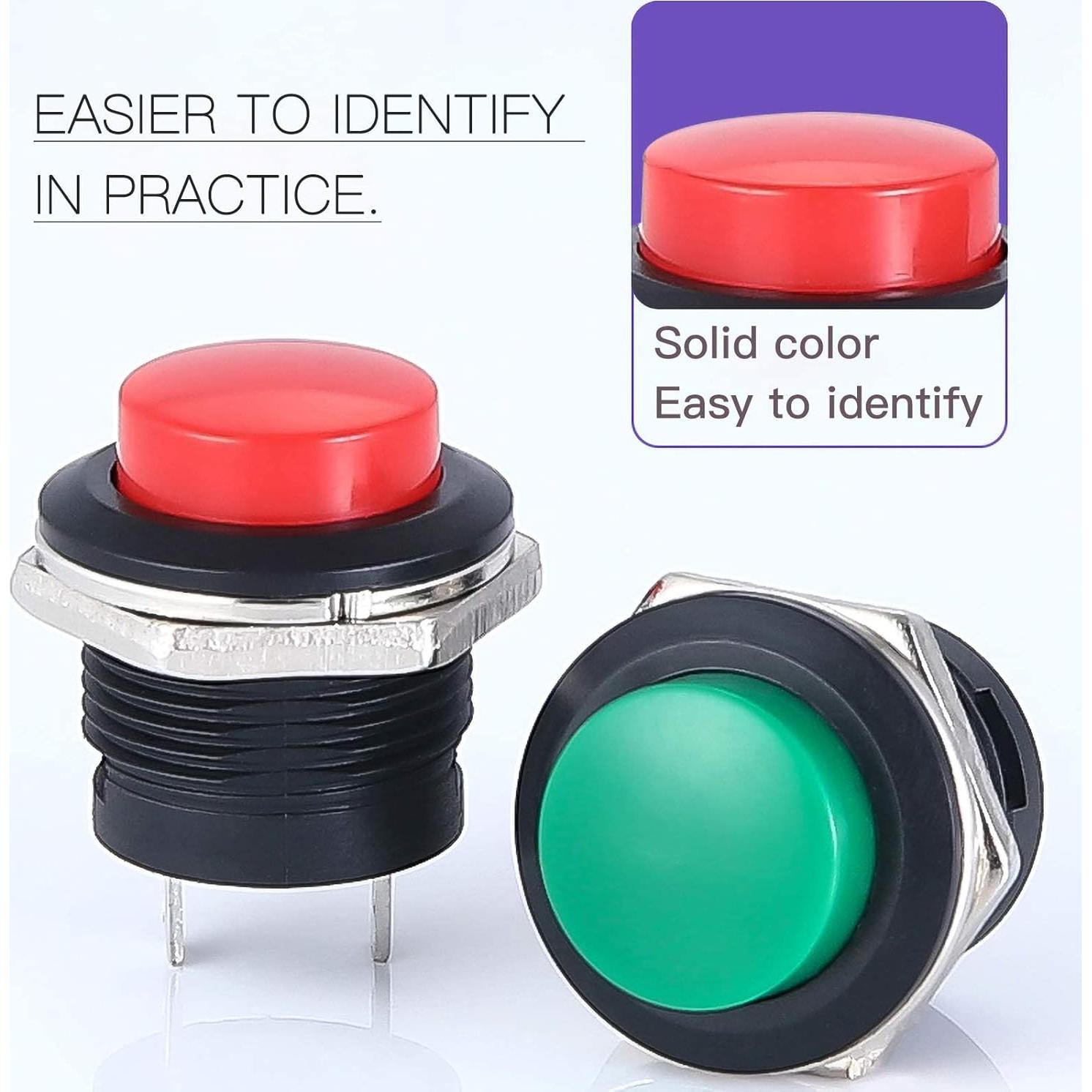 Interruptor Momentáneo 24 Pcs 16mm lkelyonewy 3A 250V Colores