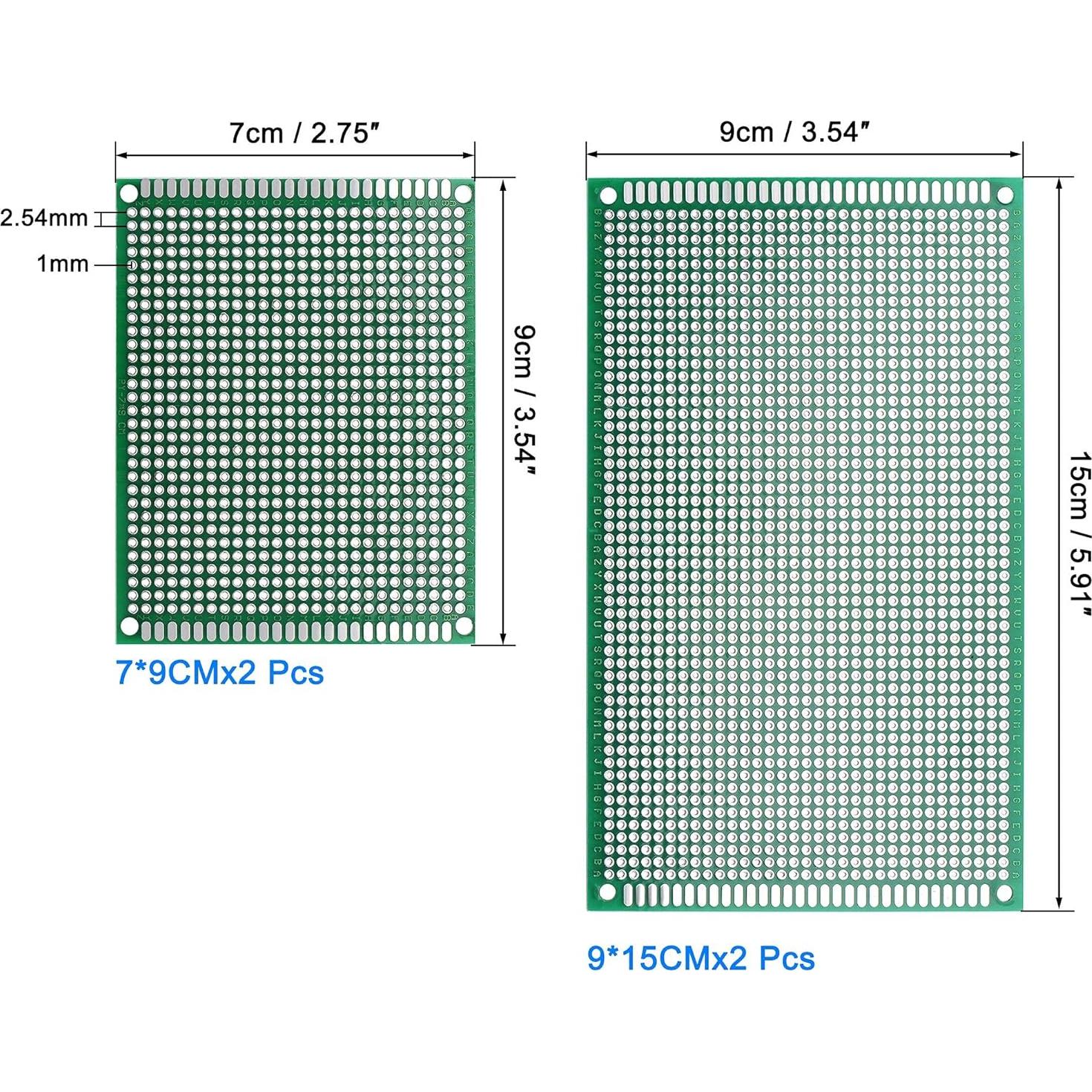 Kit de Placas de Circuito Doble Cara uxcell 4pcs 70x90mm y 90x150mm