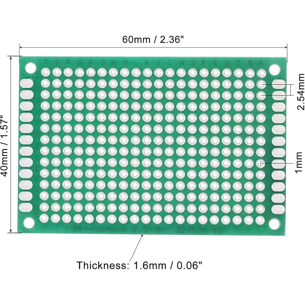 Placas de Prototipado PCB MECCANIXITY 40x60mm Paquete 20