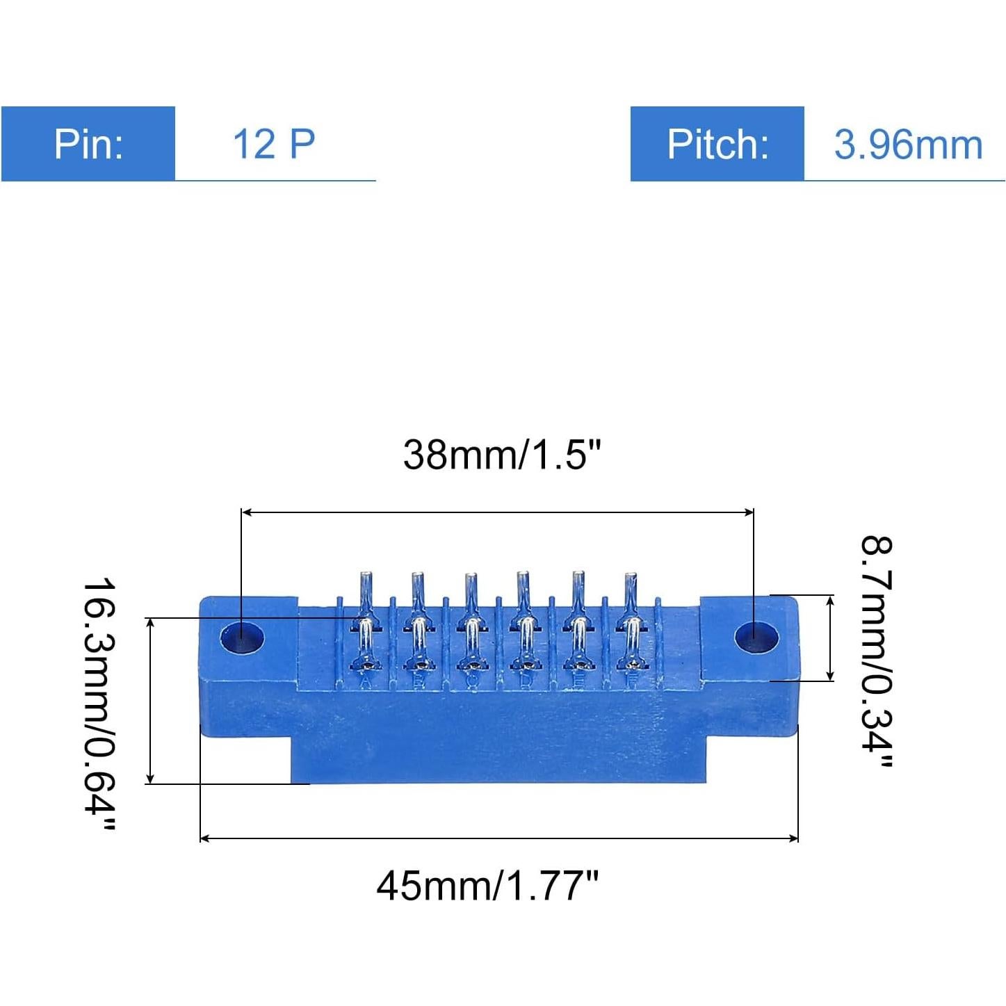 Conector de borde de tarjeta MECCANIXITY 12 Pines 3.96mm Azul - Paquete de 2