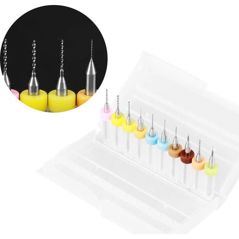 Juego de 10 Brocas Micro de Carburo Hilitand para PCB 0.1-1.0mm