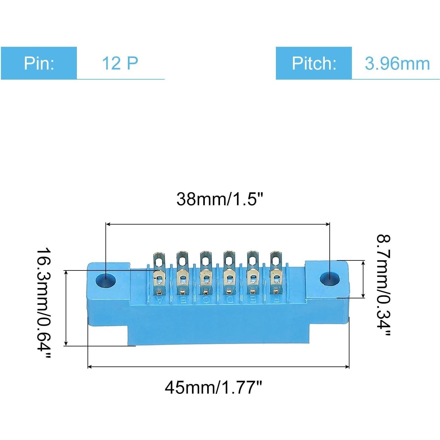 Conector de Borde de Tarjeta MECCANIXITY 12 Pines 3.96mm Azul - Paquete de 2