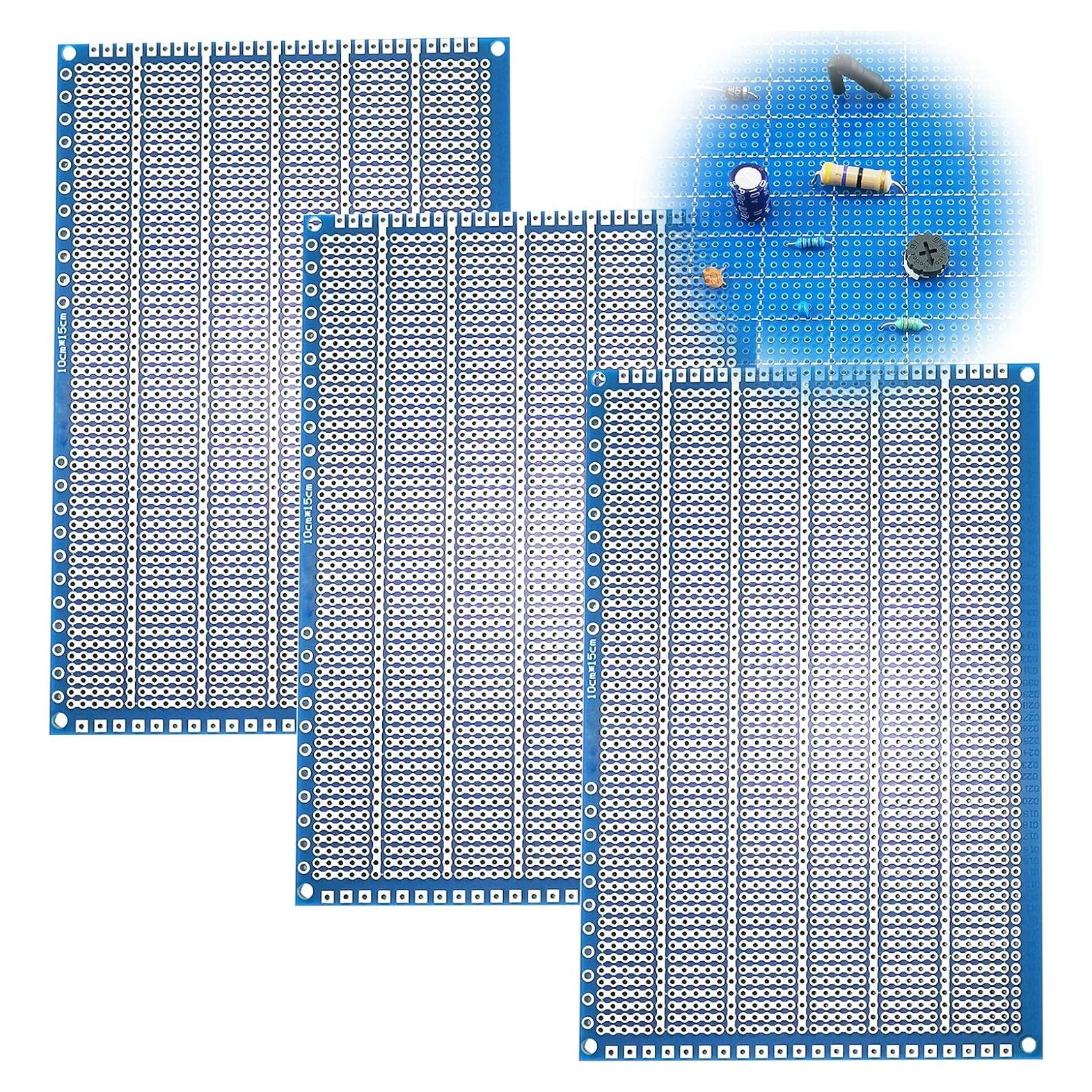 YUNGUI PCB Protoboard Soldable 3 Piezas 10x15cm Azul