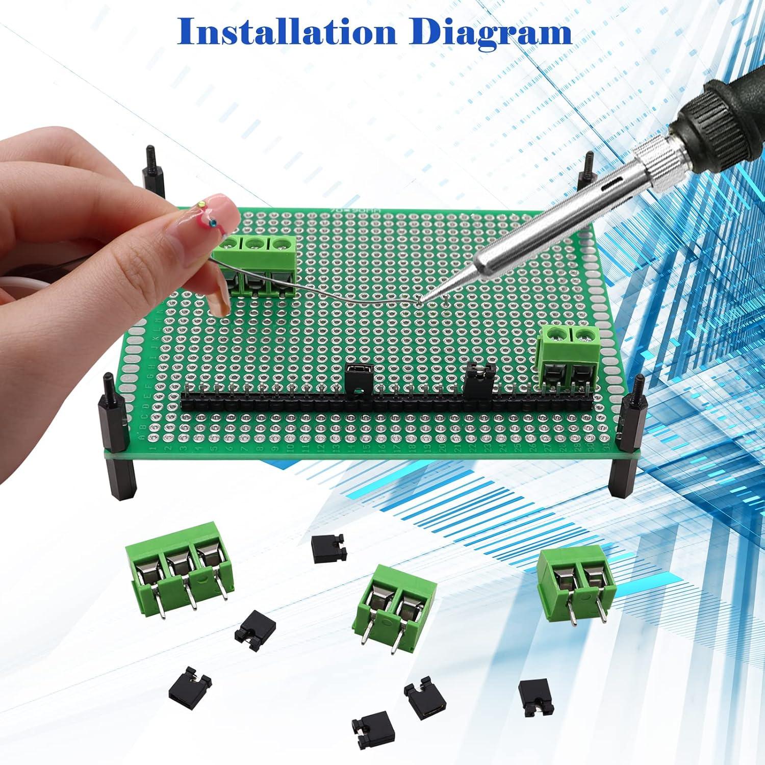 Kit de Prototipos PCB Tnisesm Doble Cara 5 Placas 2.54mm