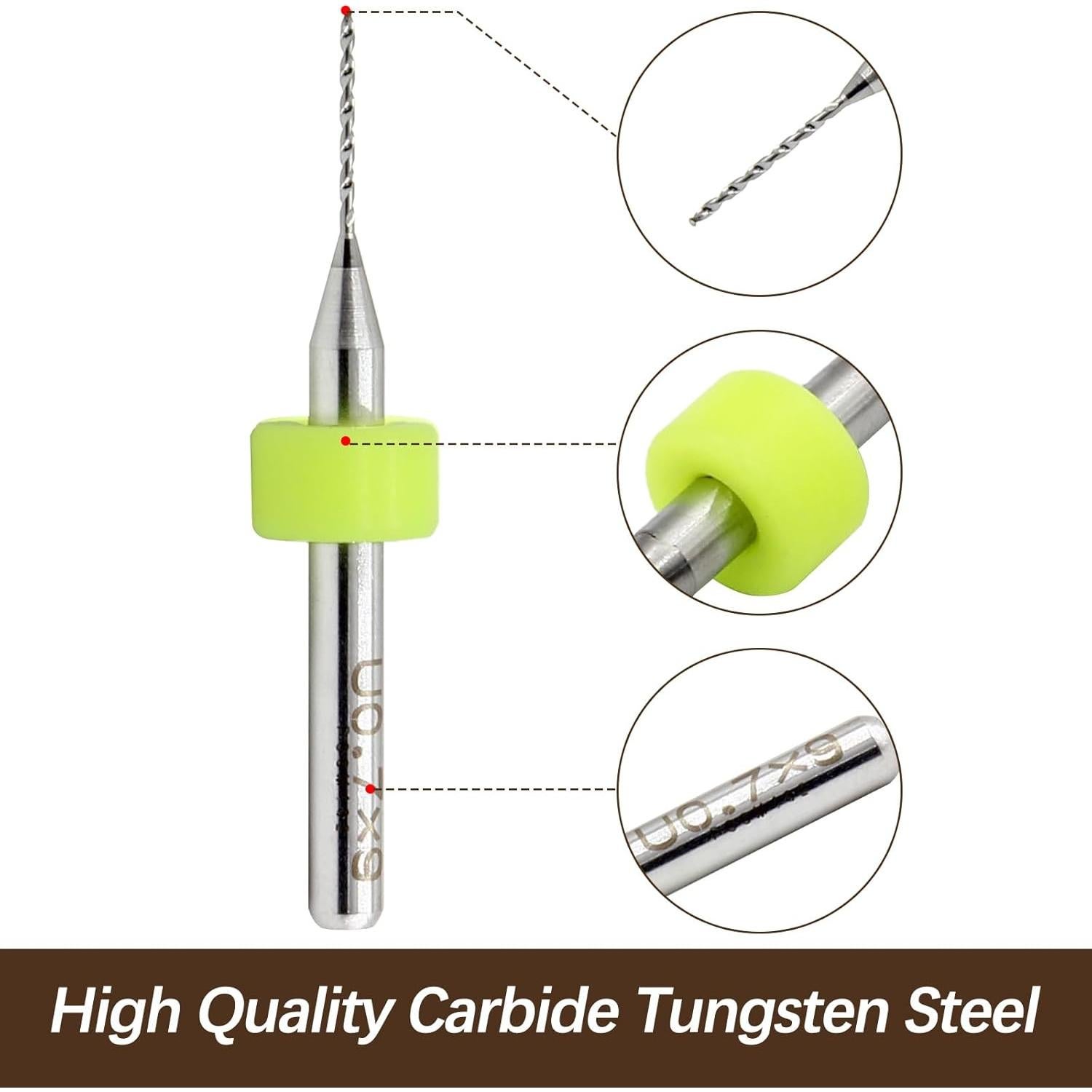 Hordion 10 Piezas Brocas de PCB 0.7mm Carburo de Tungsteno