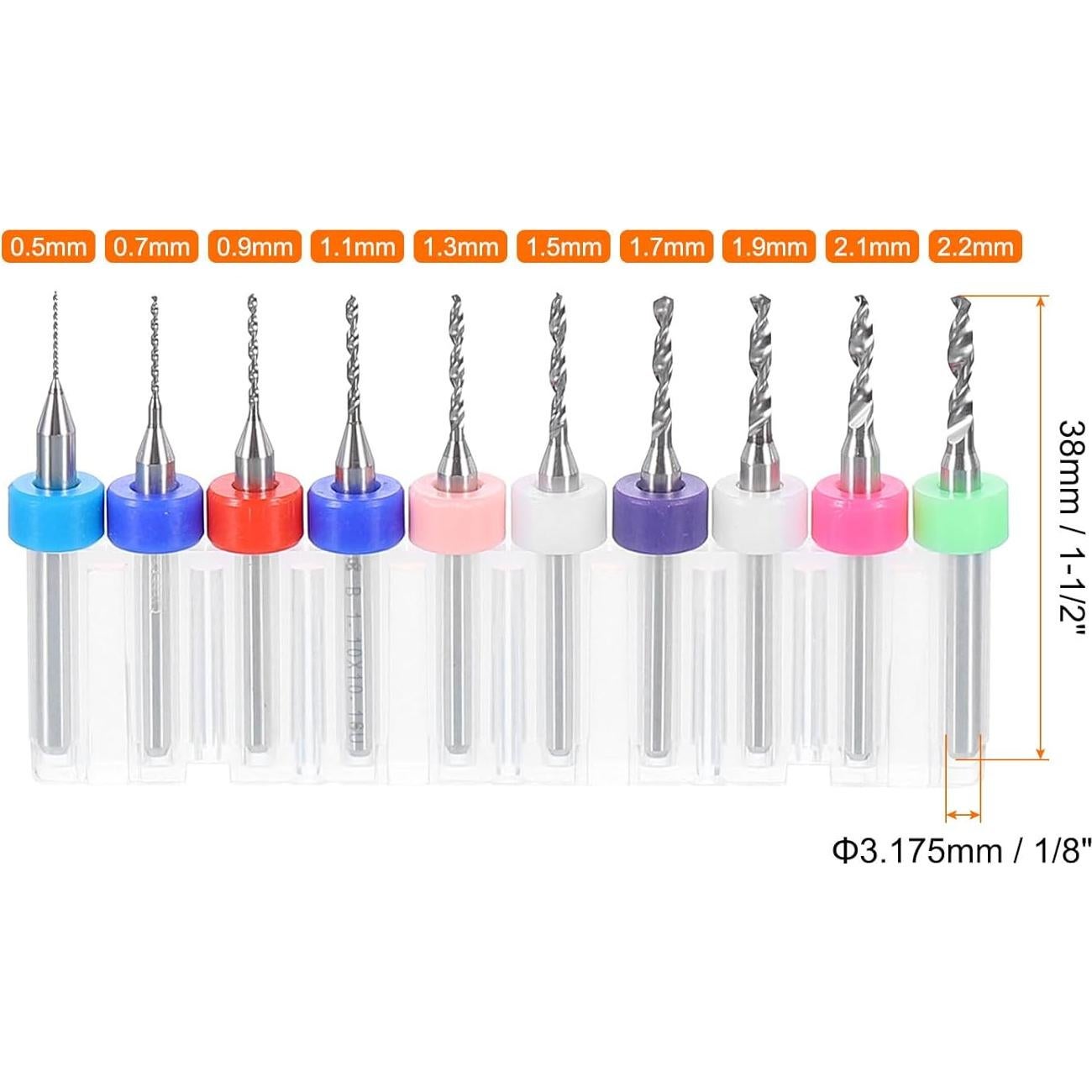 Conjunto de 10 Brocas Micro Carburo Tungsteno HARFINGTON 0.5-2.2mm