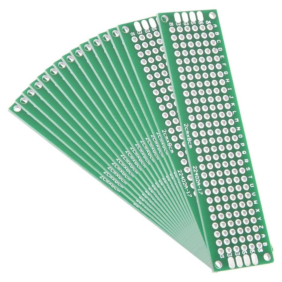 Placa PCB Doble Cara 15pcs 2x8cm uxcell para Proyectos Electrónicos