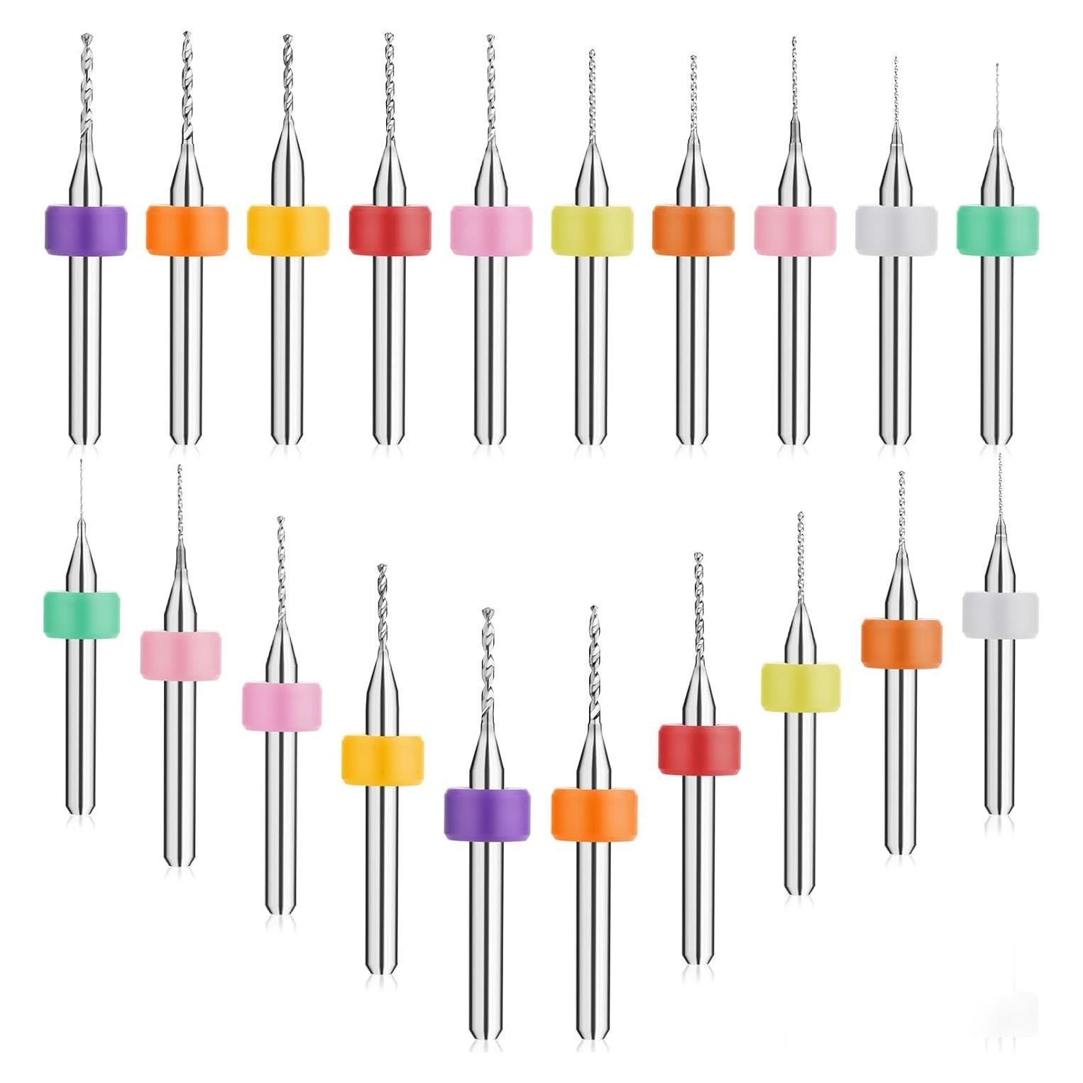 Juego de 20 Brocas Micro de Carburo de Tungsteno 0.3-1.2mm