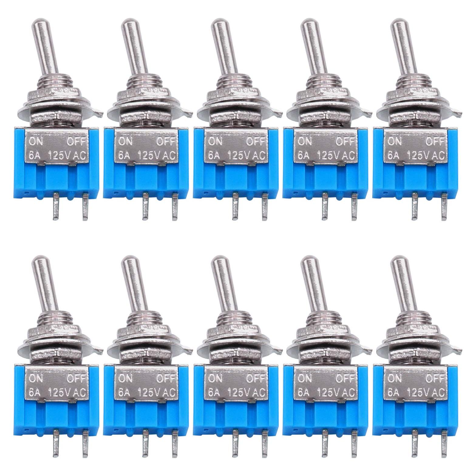 Interruptor Mini Palanca SPST Taiss 10PCS 6A 125V 2 Pines