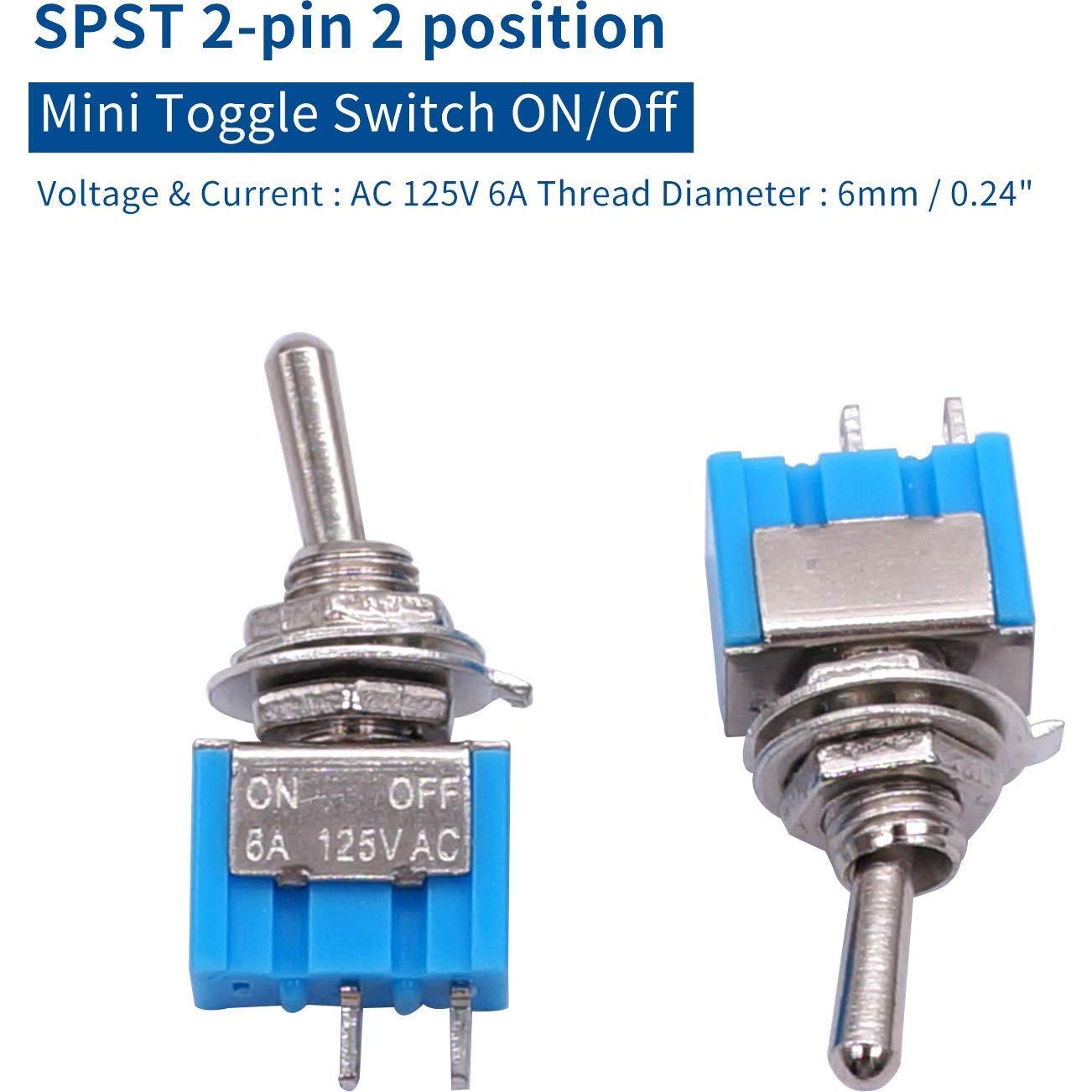 Interruptor Mini Palanca SPST Taiss 10PCS 6A 125V 2 Pines