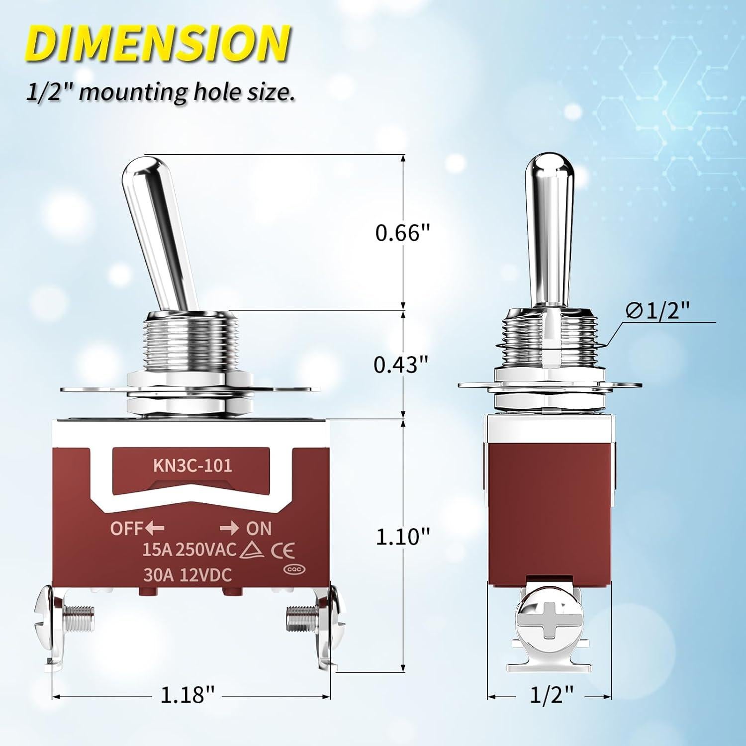 Interruptor de Palanca Joinfworld 12V SPST A Prueba de Agua - 4 Piezas