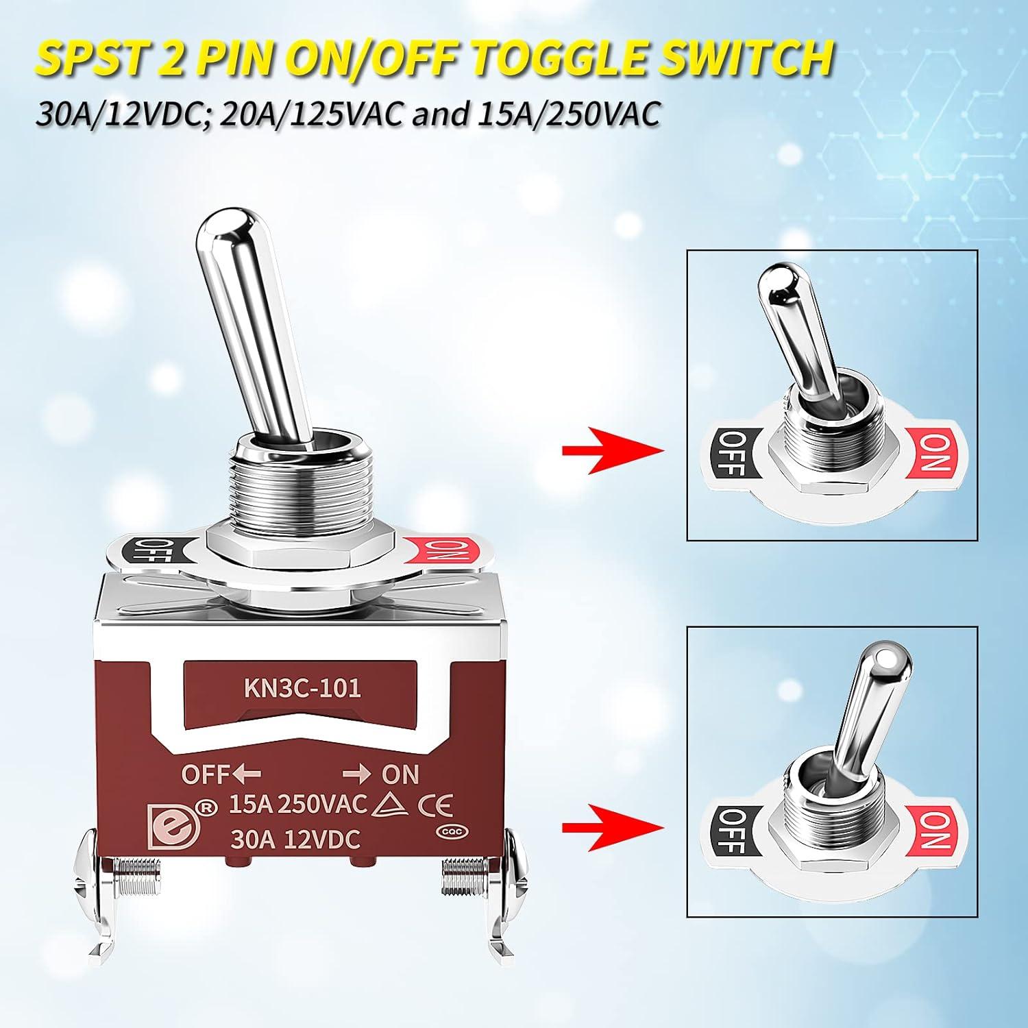 Interruptor de Palanca Joinfworld 12V SPST A Prueba de Agua - 4 Piezas