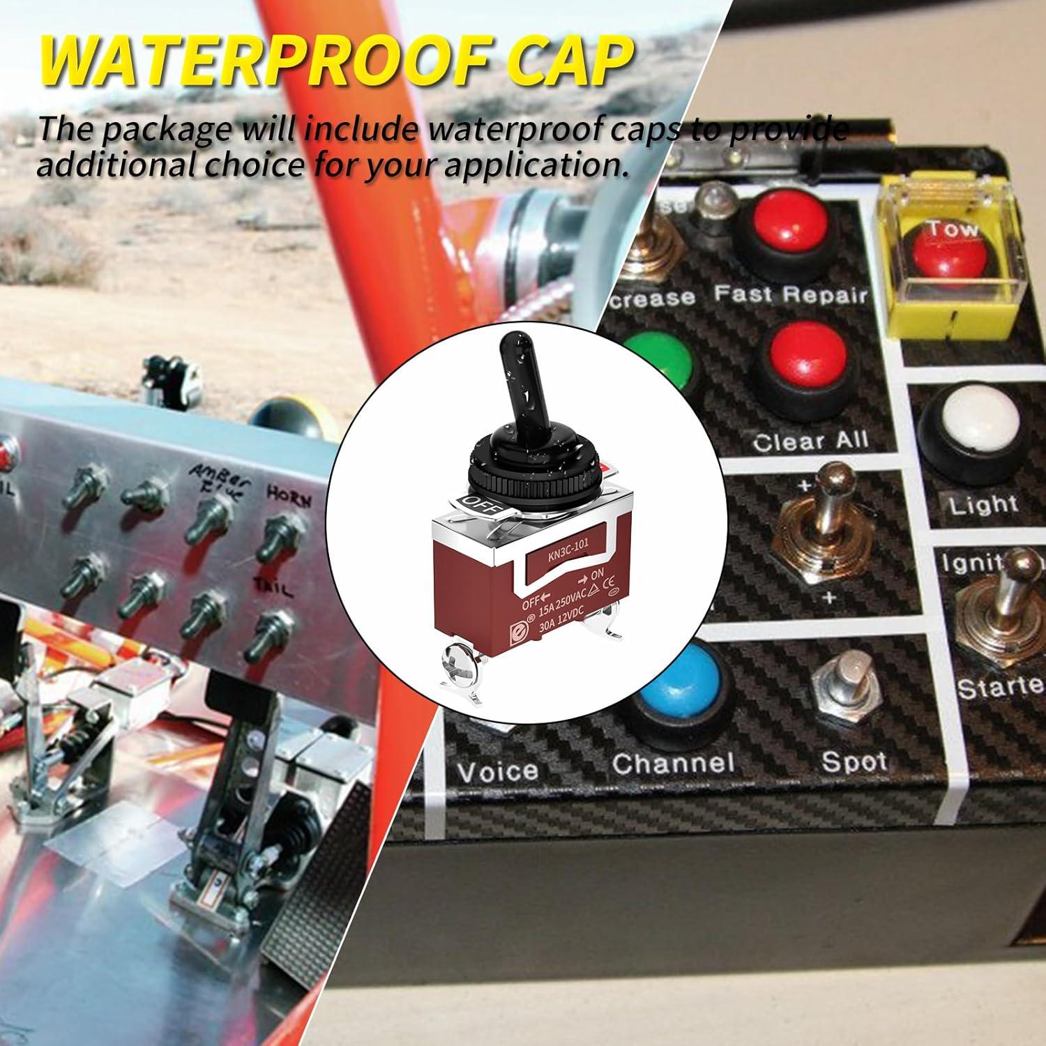 Interruptor de Palanca Joinfworld 12V SPST A Prueba de Agua - 4 Piezas