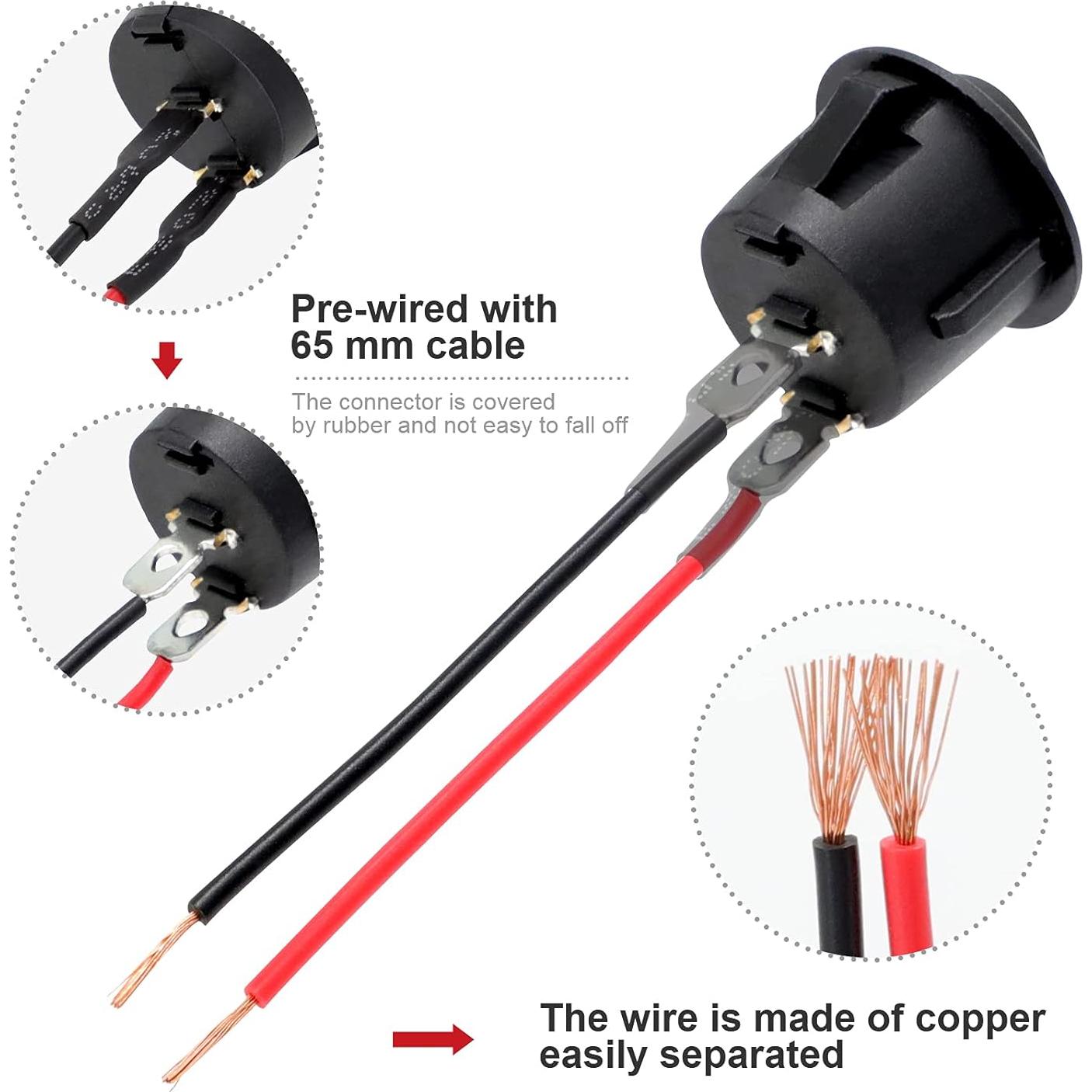 Interruptores Rocker Mini KCD1-X-Y 12V 6 Pcs Pre-Cableados