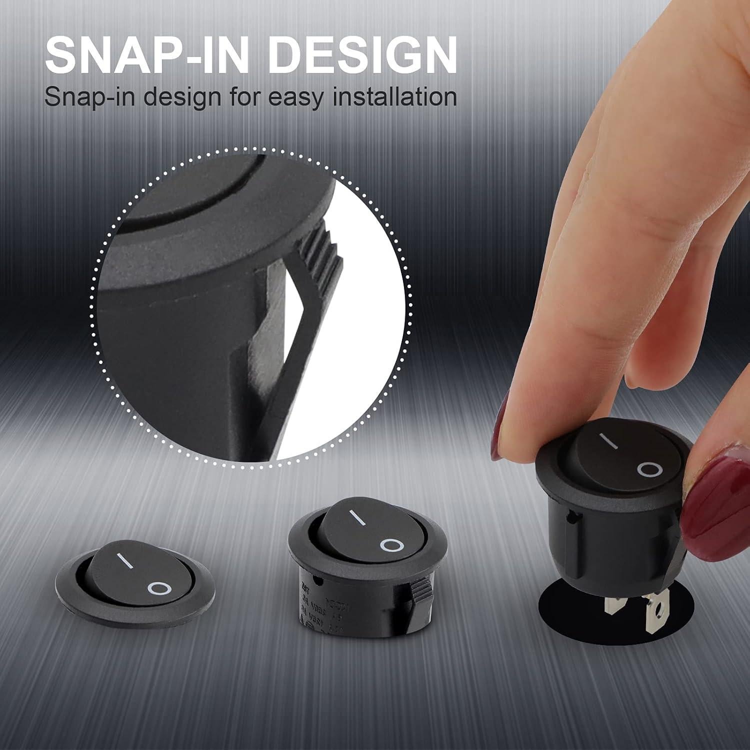 Interruptores Rocker Mini KCD1-X-Y 12V 6 Pcs Pre-Cableados