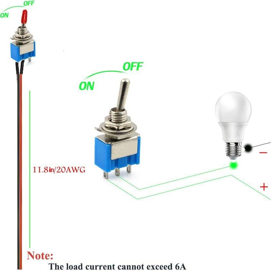 Interruptor de Palanca VONVOFF SPST 3A 250VAC Pre-cableado 10pcs