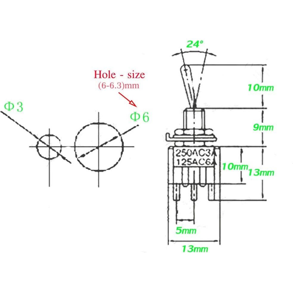 Interruptor de Palanca VONVOFF SPST 3A 250VAC Pre-cableado 10pcs