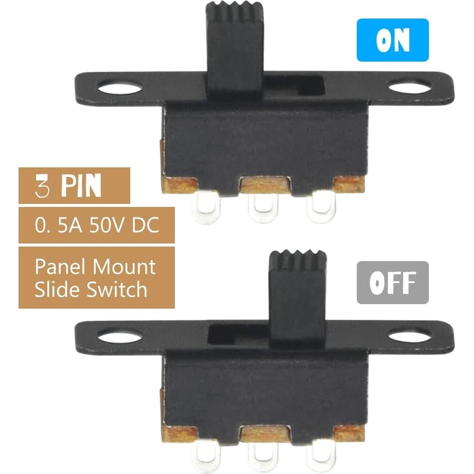 Interruptor Deslizante 3 Pin WMYCONGCONG 100 Pcs 0.5A 50V