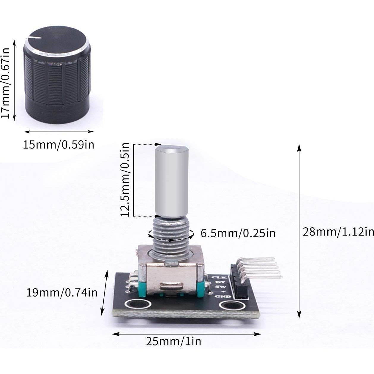Módulo Codificador Rotativo Taiss KY-040 5V 20 Pulsos 5 Pcs