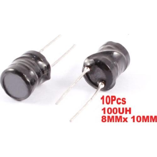 Inductores Radiales Uxcell 100uH 8x10mm 10 Piezas