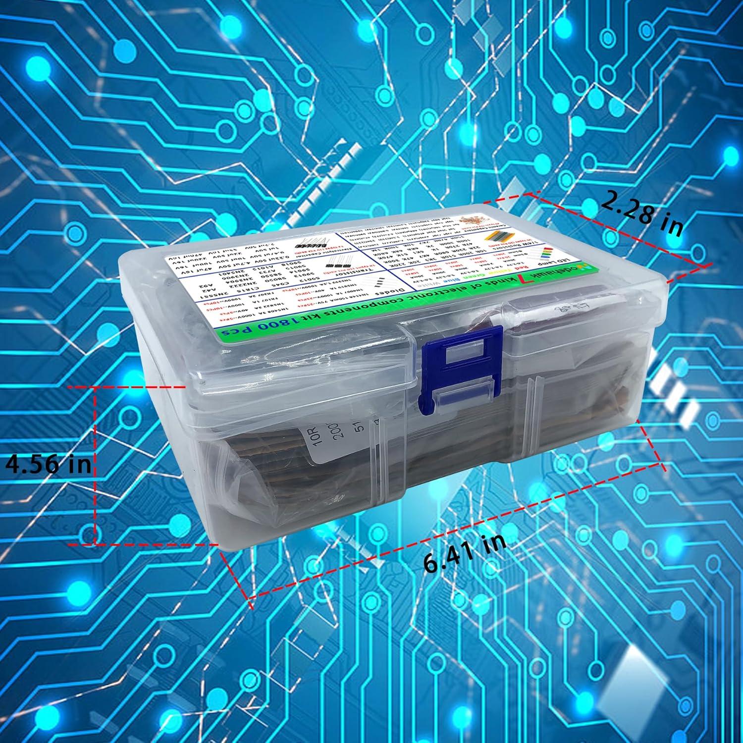 Kit de Componentes Electrónicos 1800 Pcs Nodehawk - Resistencias, Diodos, Transistores
