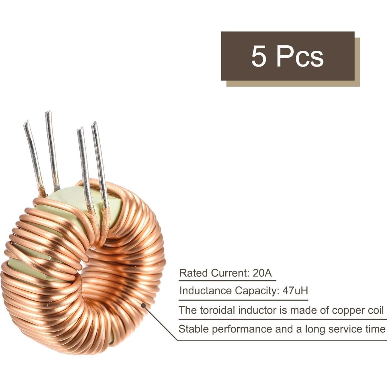 Bobina de Inductancia Toroidal MECCANIXITY 47uH 20A - Paquete de 5