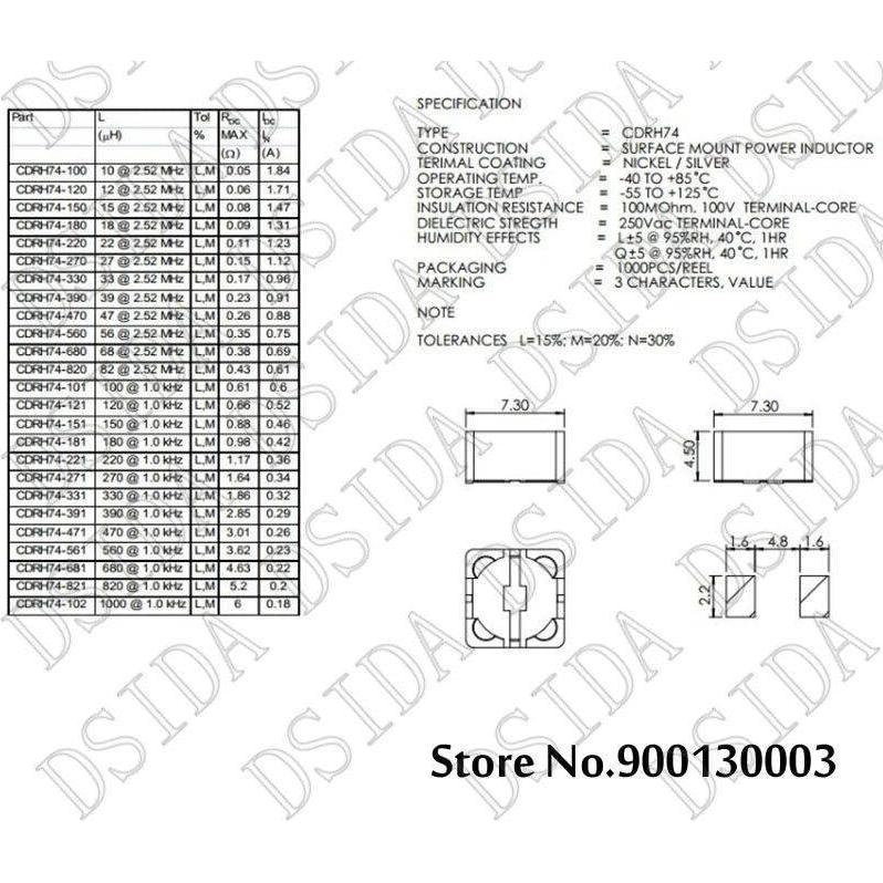 20 Piezas Inductor de Potencia SMD 47µH 7x7x4mm Genérico