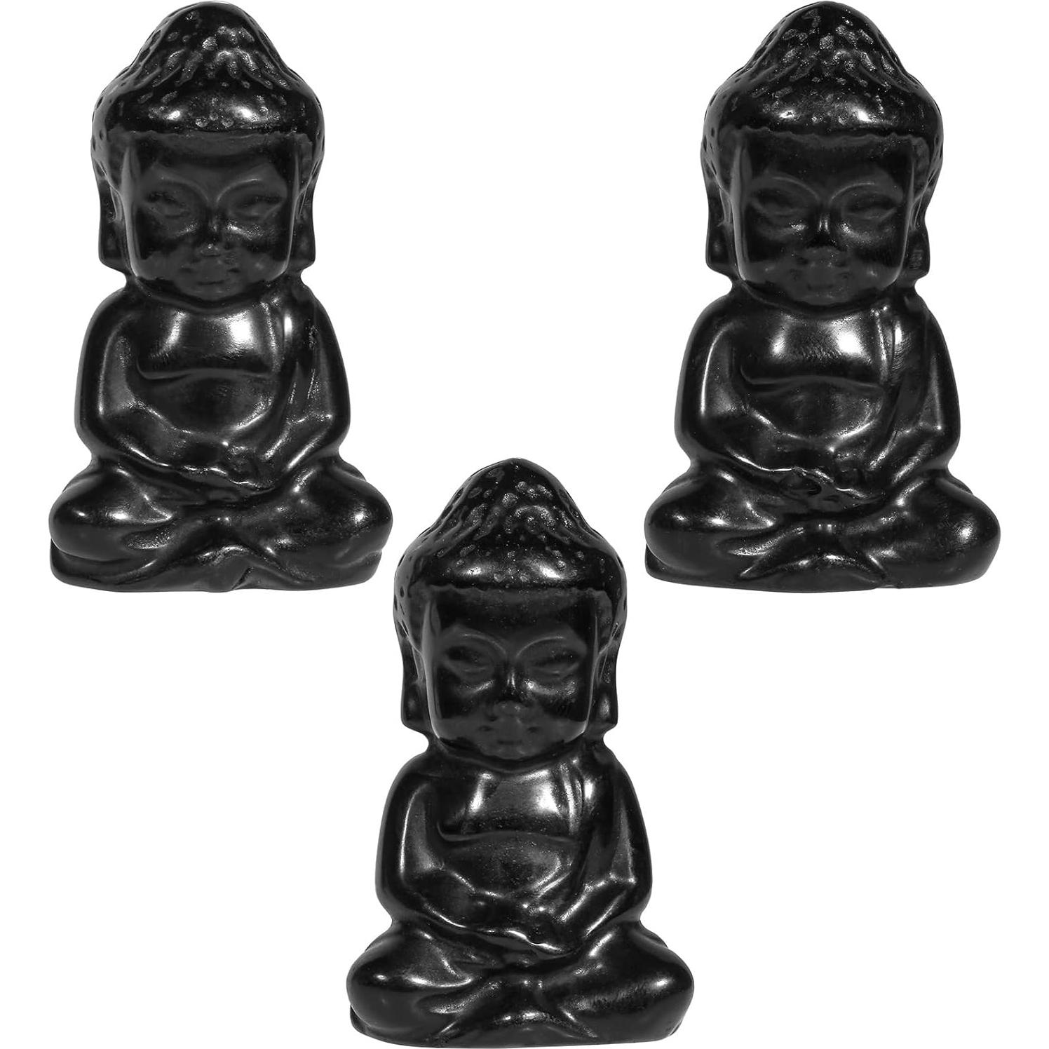 Estatua de Buda Bebé Rockcloud de Cristal Negro 50-55mm