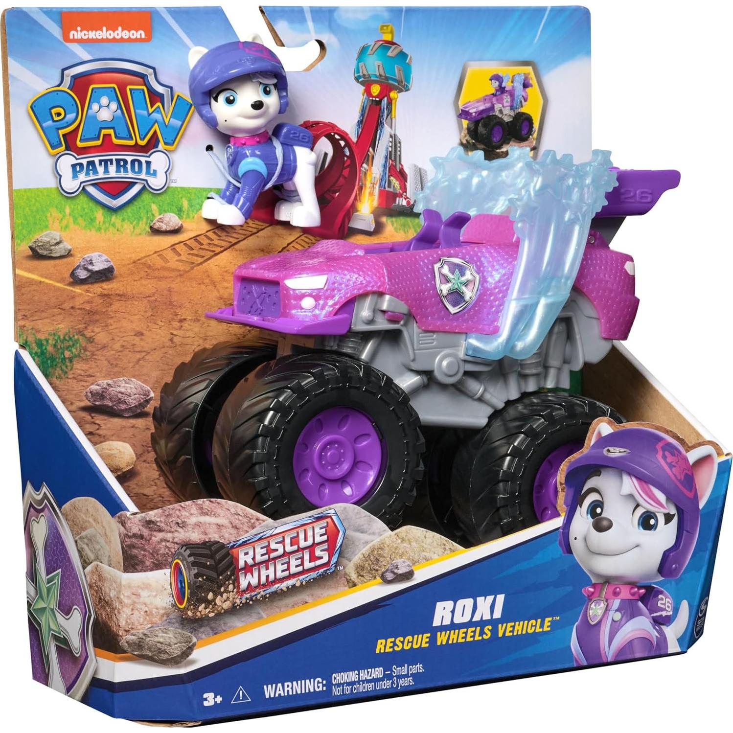 Rescue Wheels Roxi Monster Truck with Transformation and Collectible Action Figure, Toys for Boys and Girls Ages 3+
