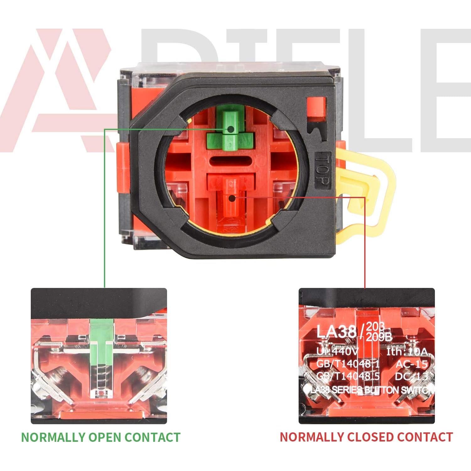 Interruptor de Botón Pulsador Momentáneo APIELE 22mm Verde