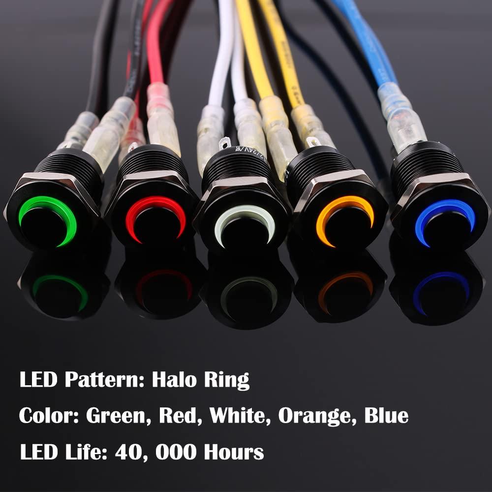 Interruptor Momentáneo DMWD 12mm IP66 Rojo 2 Piezas