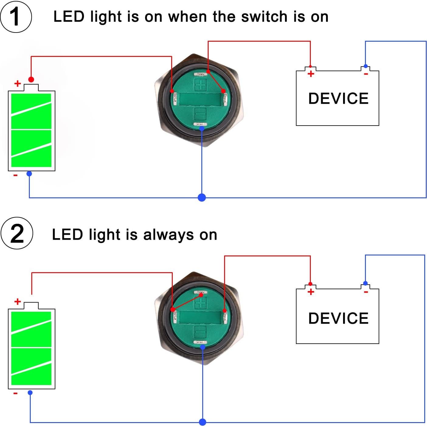 Interruptor Momentáneo DMWD 12mm IP66 Rojo 2 Piezas