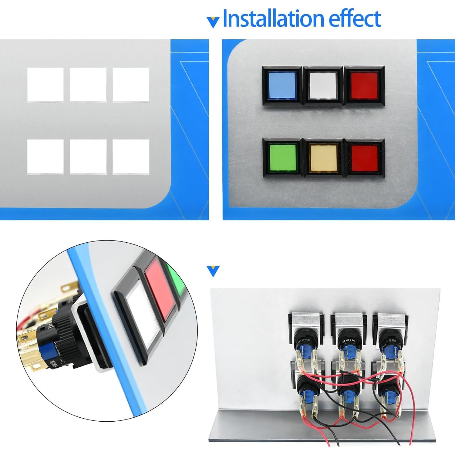 Interruptor Cuadrado ZGSZJHF 21x21mm 12/24V LED Azul IP65