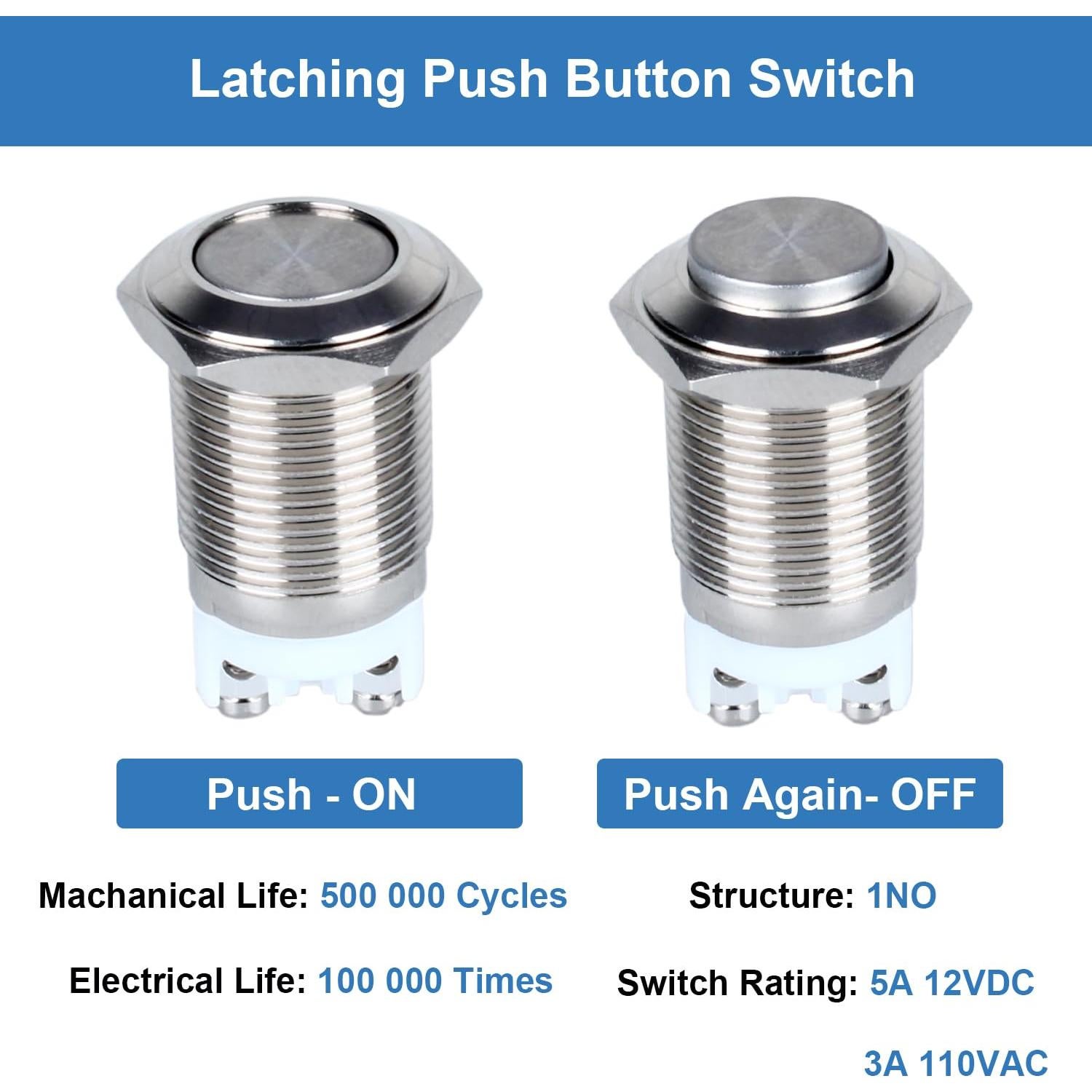 Paquete de 2 Interruptores Metálicos Impermeables DMWD 16mm