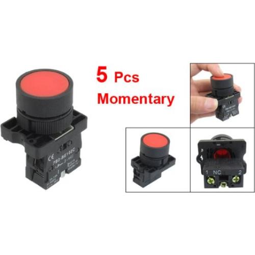 Interruptor de Botón Momentáneo Rojo uxcell 600V 10A 22mm 5pcs
