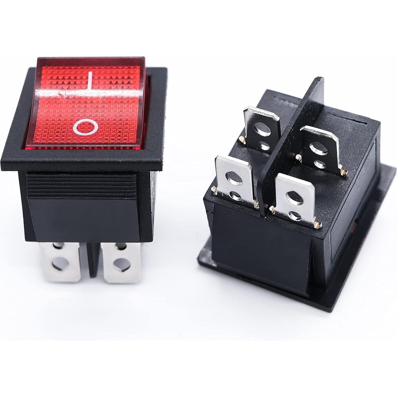 Interruptor de Palanca mxuteuk KCD2-201NR 3 Pcs Luz Roja 250V 15A
