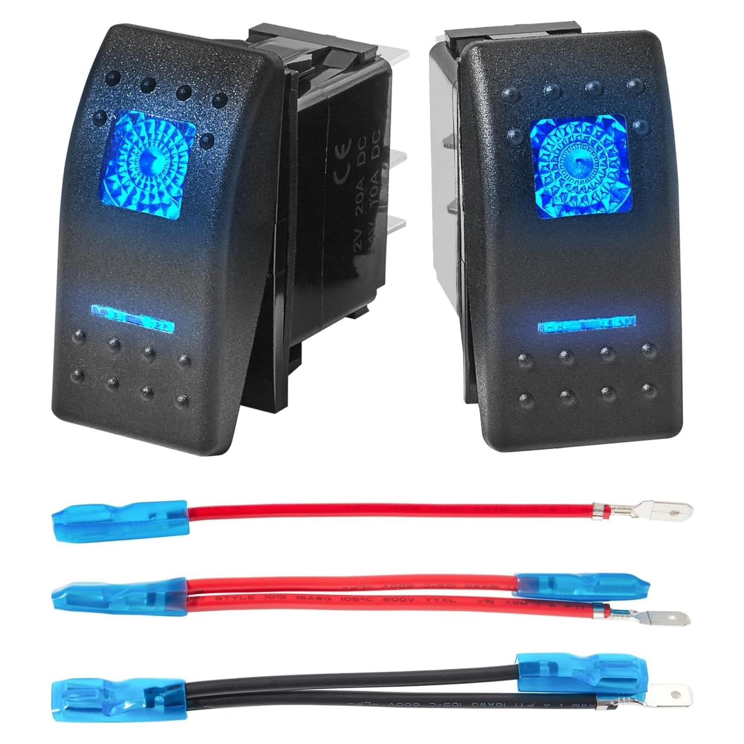 Interruptor de Palanca Anina 5 Pin SPST 20A 12V LED Azul IP65