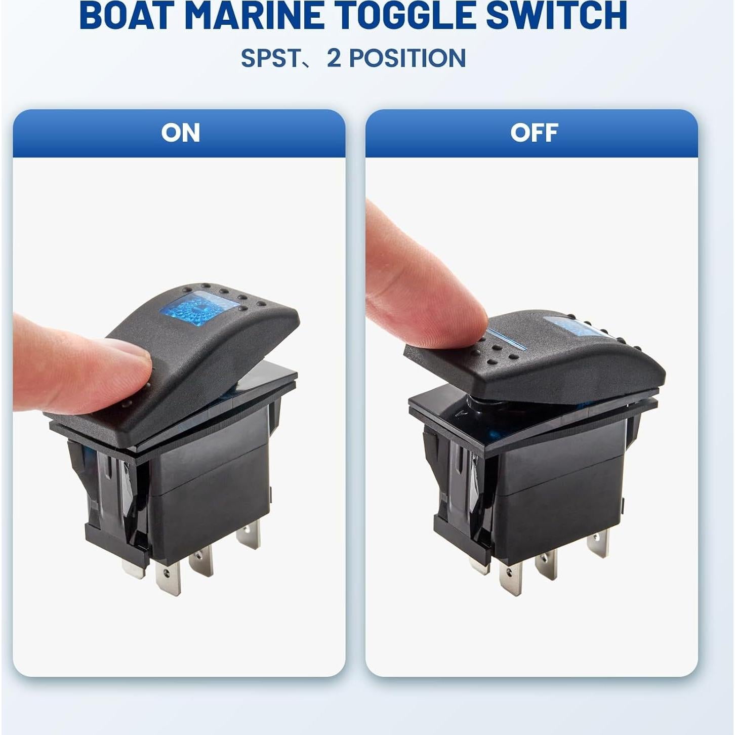 Interruptor de Palanca Anina 5 Pin SPST 20A 12V LED Azul IP65