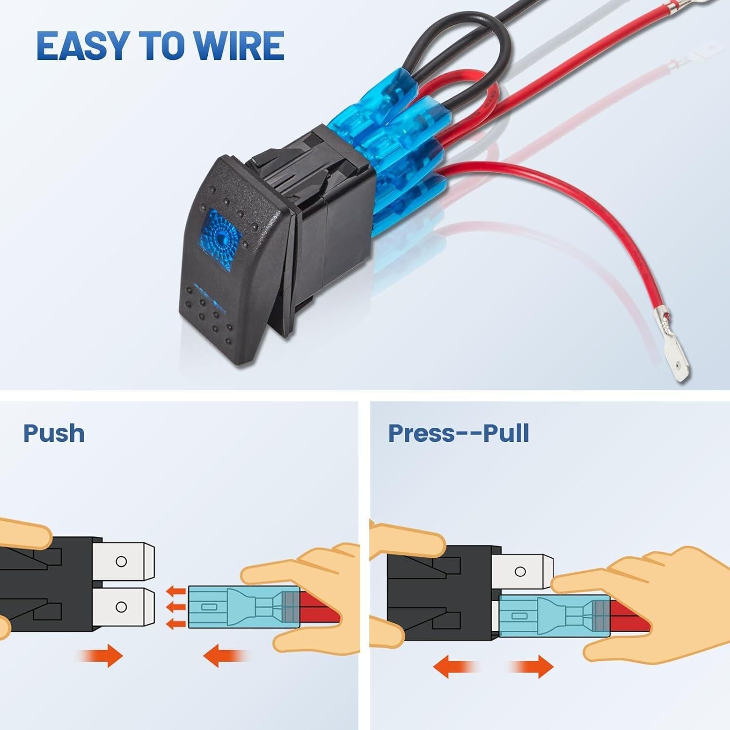 Interruptor de Palanca Anina 5 Pin SPST 20A 12V LED Azul IP65