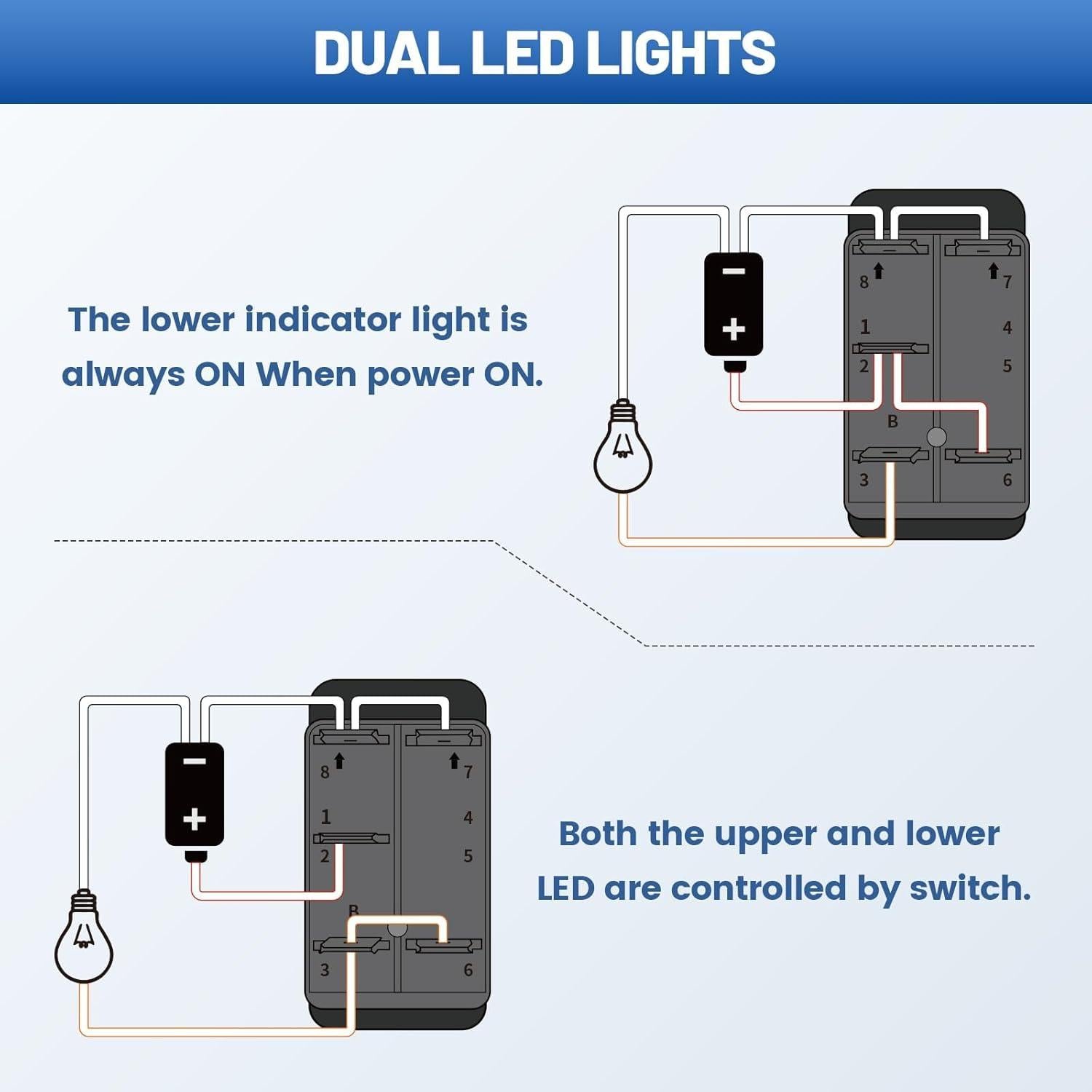 Interruptor de Palanca Anina 5 Pin SPST 20A 12V LED Azul IP65