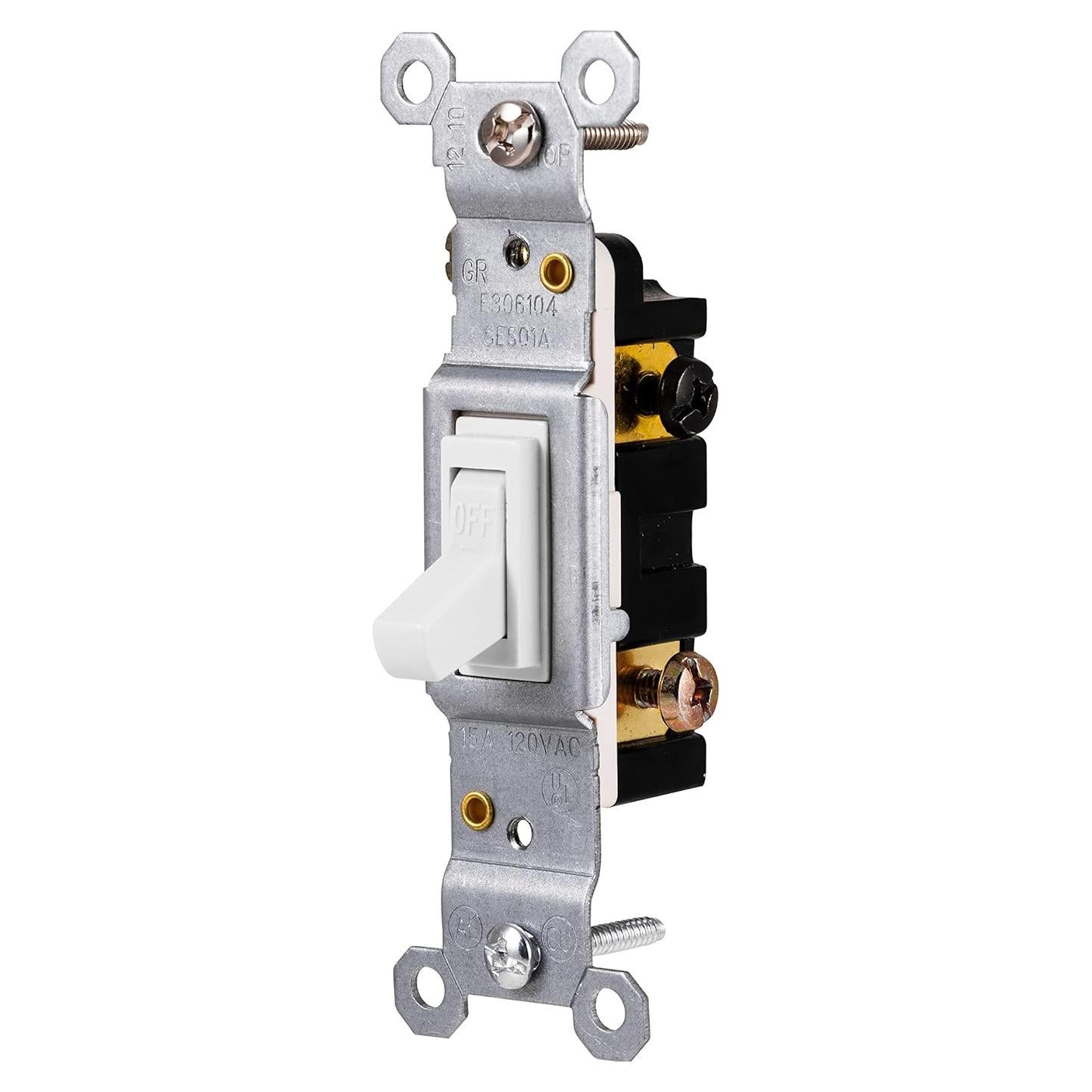 Interruptor de Palanca GE 15A Conexión a Tierra Blanco