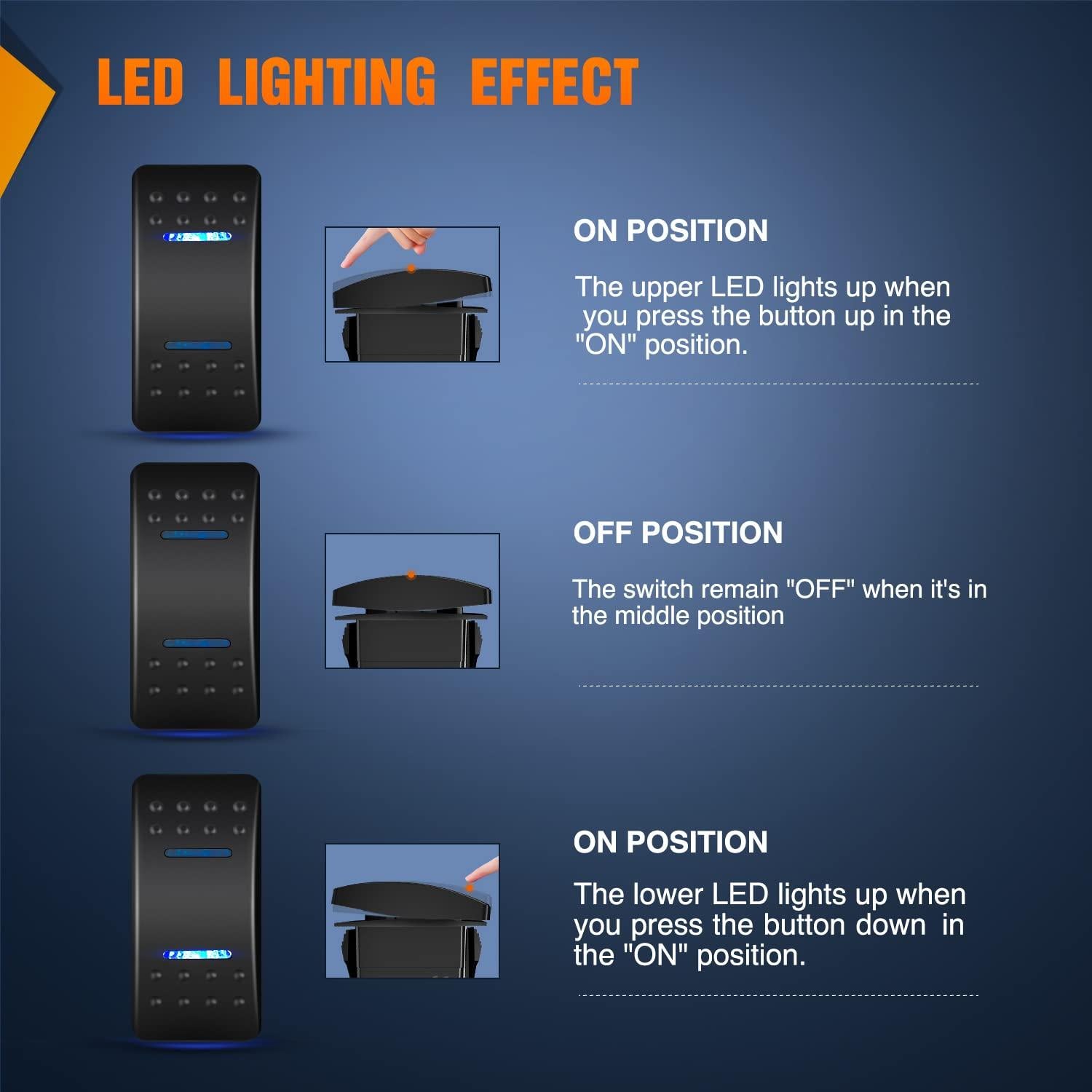 Interruptor Rocker Impermeable Nilight DPDT 12V 24V 7 Pines
