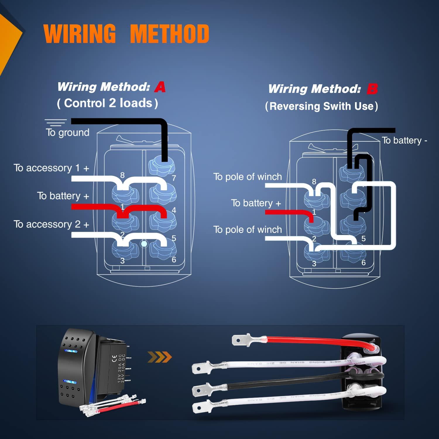 Interruptor Rocker Impermeable Nilight DPDT 12V 24V 7 Pines
