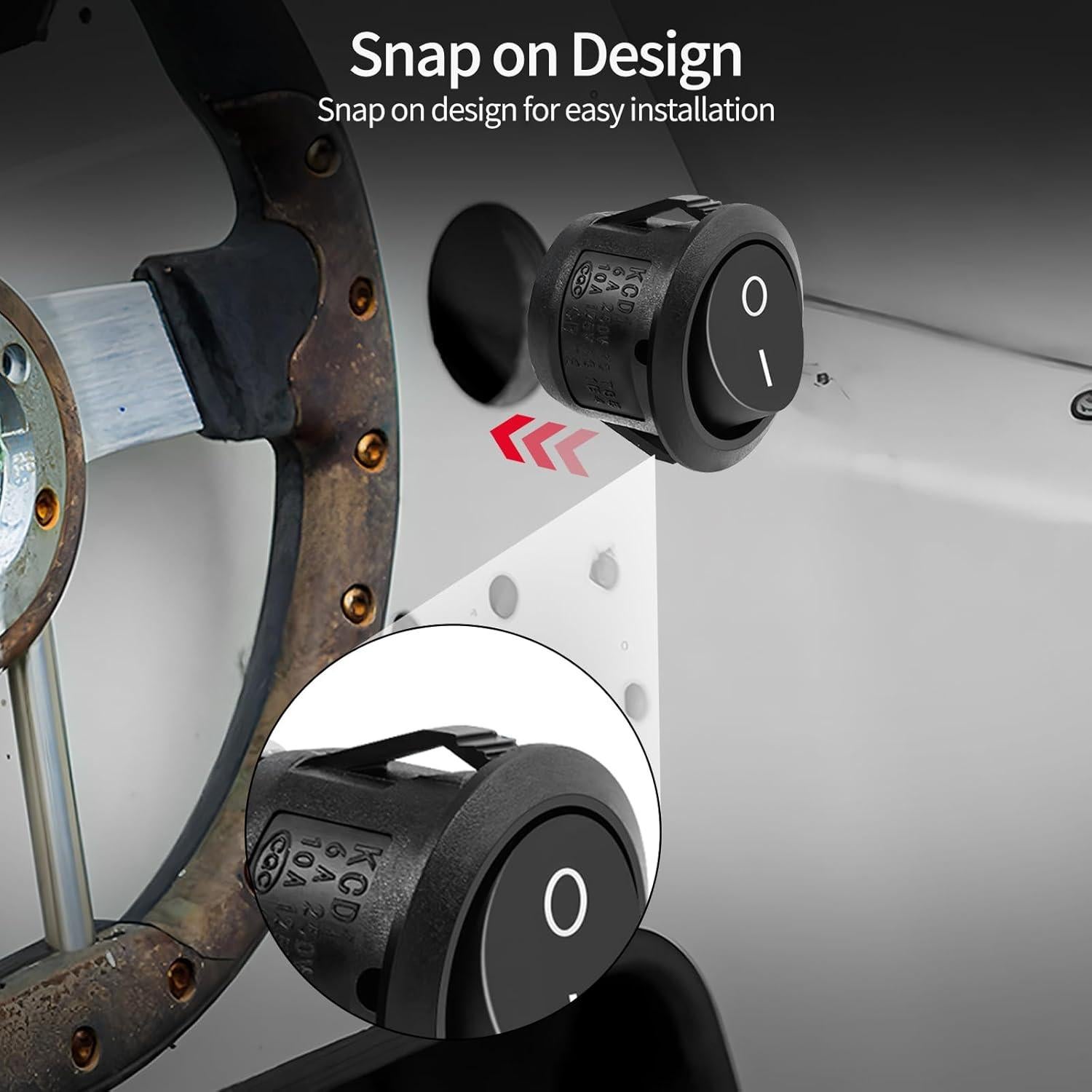 10 Interruptores Rocker Redondos SPST 20mm Wahijihe