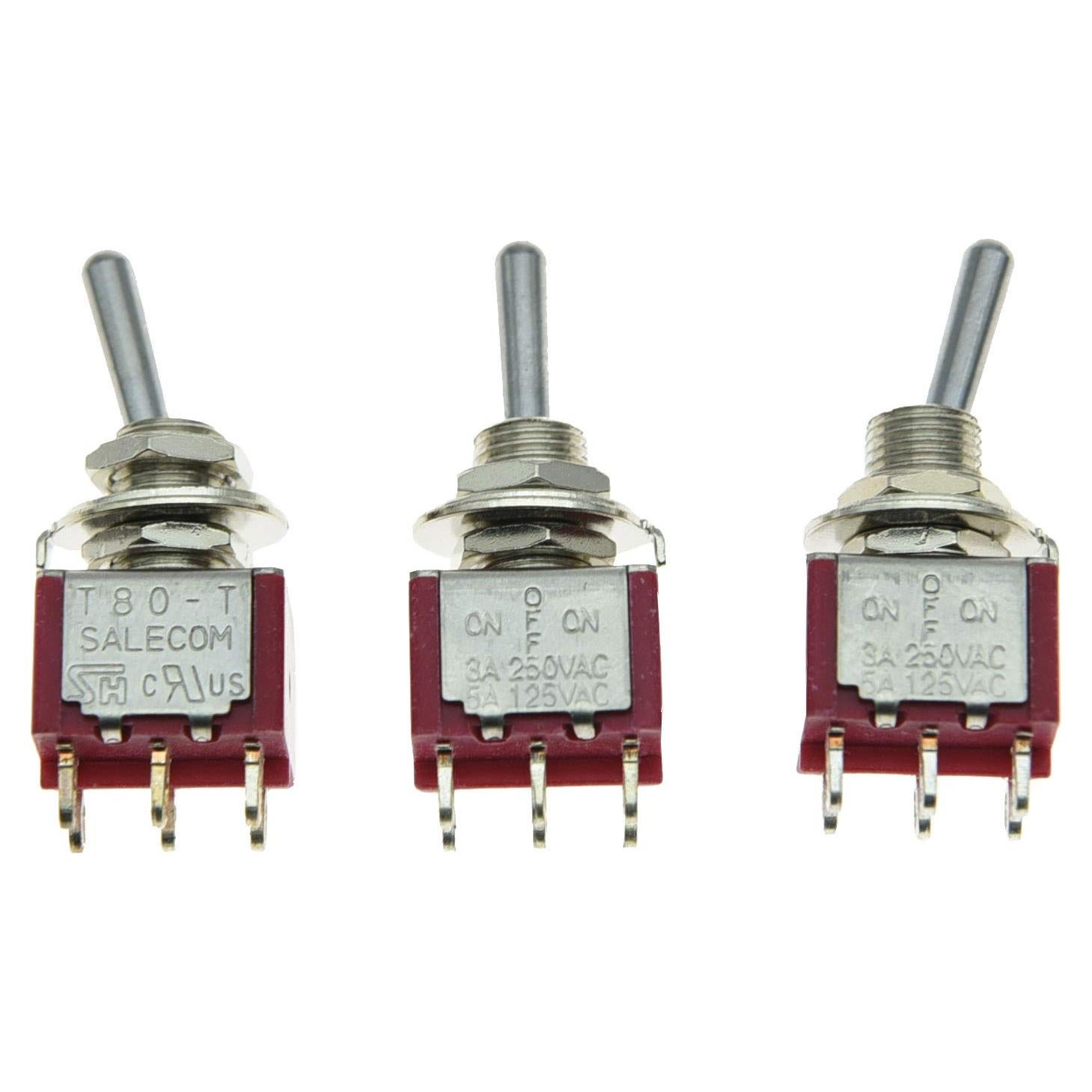 Interruptor Mini Toggle SALECOM 3 Posiciones ON Off ON 7.94mm