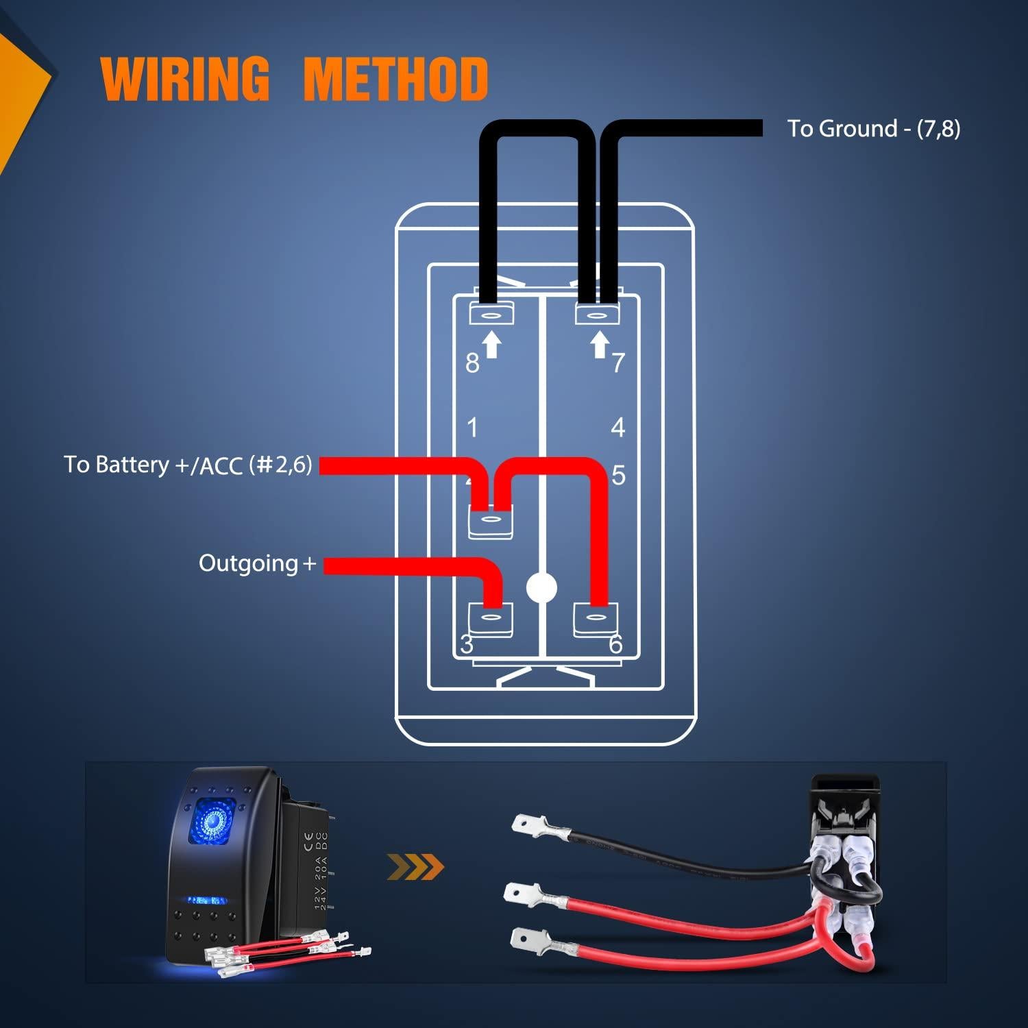 Interruptores de Palanca Nilight 6PCS 5PIN SPST 20A/12V Azul