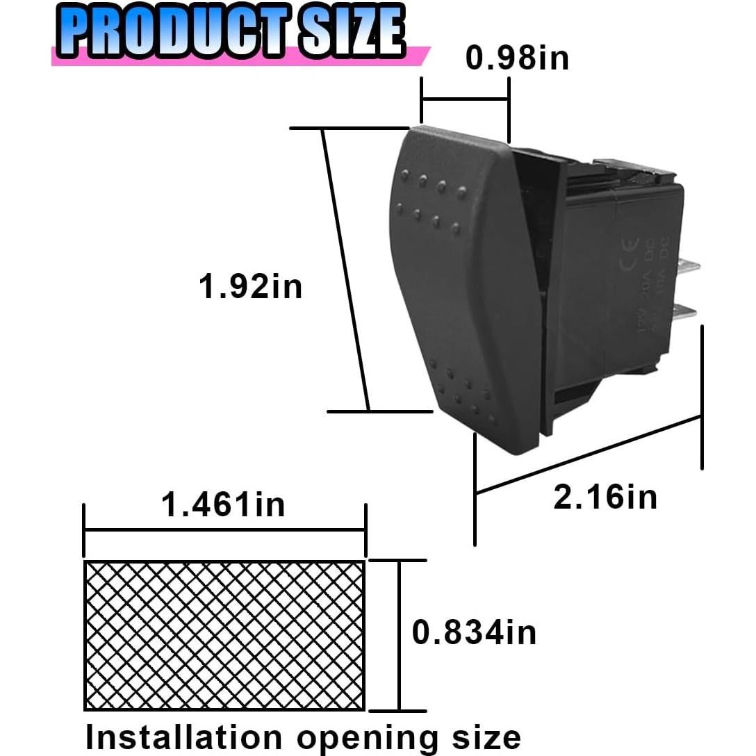 Interruptor Rocker 12V BDZMC SPST Impermeable 20A